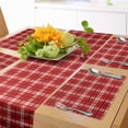 thumbnail image 1 of Ambesonne Plaid Table Runner & Placemats, Vintage Tartan Motif, Placemat 4 pcs + Runner 12"x72", Vermilion White, 1 of 2