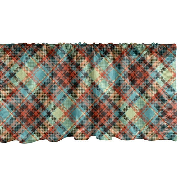 Ambesonne Plaid Window Valance, Classic Style Squares Design, 54" X 18", Multicolor