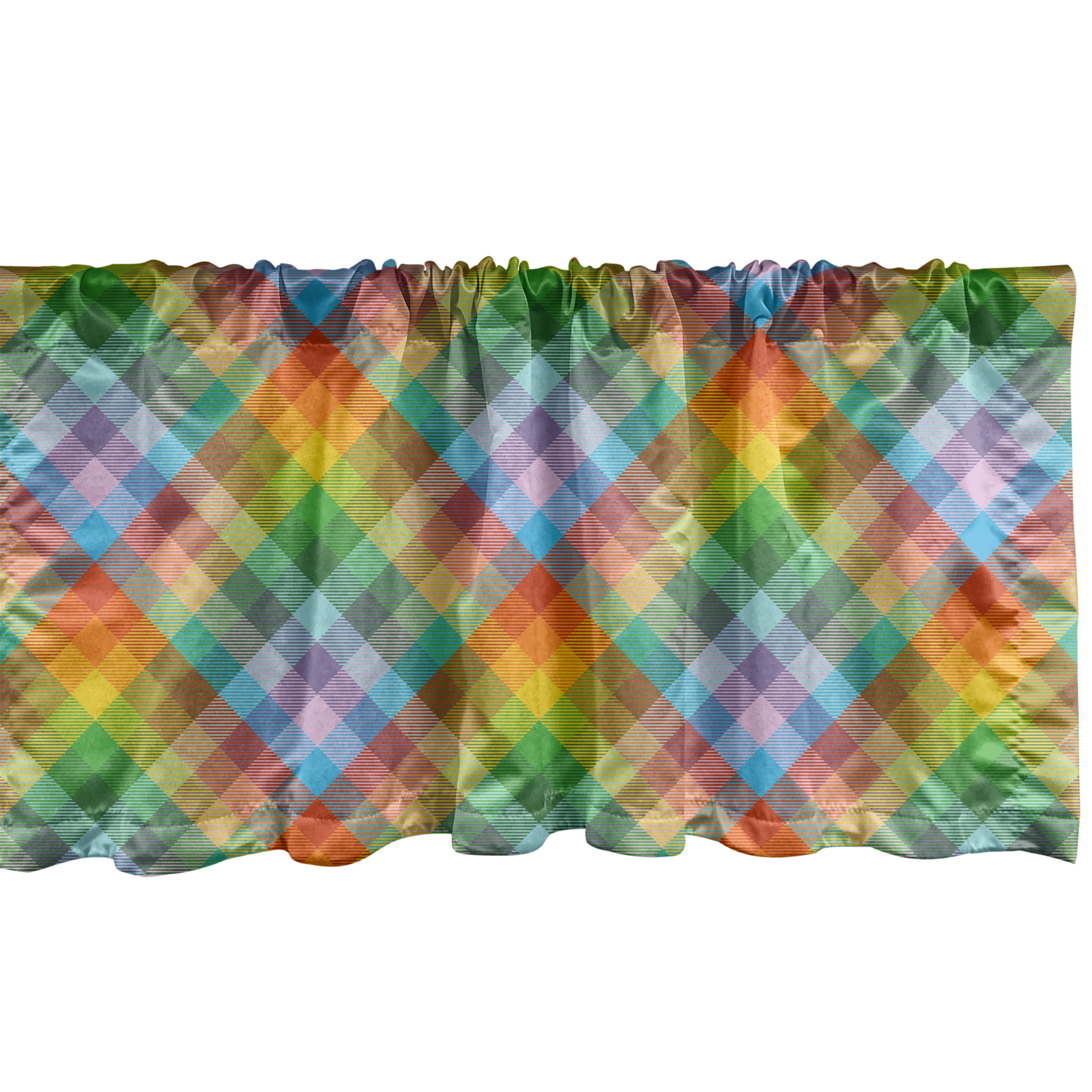 Ambesonne Plaid Sateen Ruffled 54'' W Window Valance in
