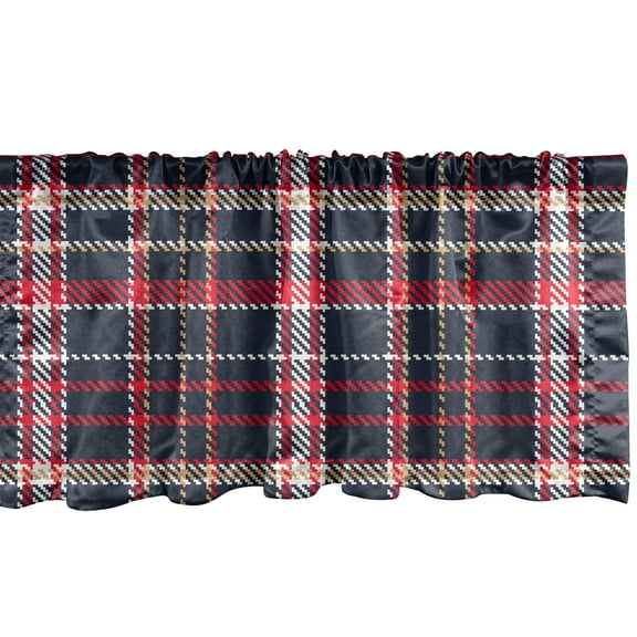 Ambesonne Plaid Window Valance, Retro English Classical, 42" x 12", Multicolor