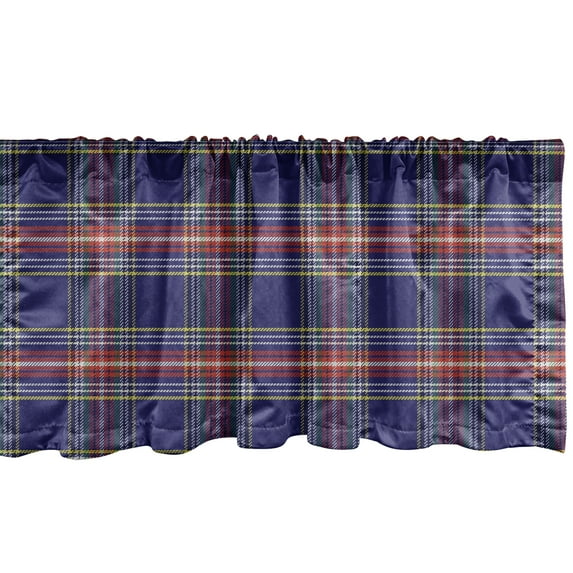Ambesonne Plaid Window Valance, Scottish Country Style, 42" x 18", Indigo Purple