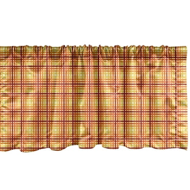Ambesonne Plaid Window Valance, Vibrant and Classic Design Pattern in Tangerine Tones, Curtain Valance for Kitchen Bedroom Decor with Rod Pocket, 54" X 18", Burgundy Vermilion
