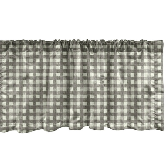 Ambesonne Plaid Window Valance, Vintage Minimal Gingham Check, 42" x 12", Dimgray and Pastel Green
