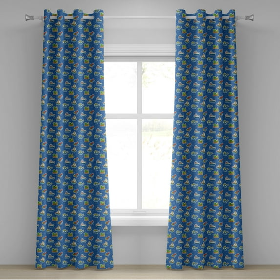Ambesonne Plane Grommet Curtain, Pattern Art, 50" x 96", Violet Blue Yellow