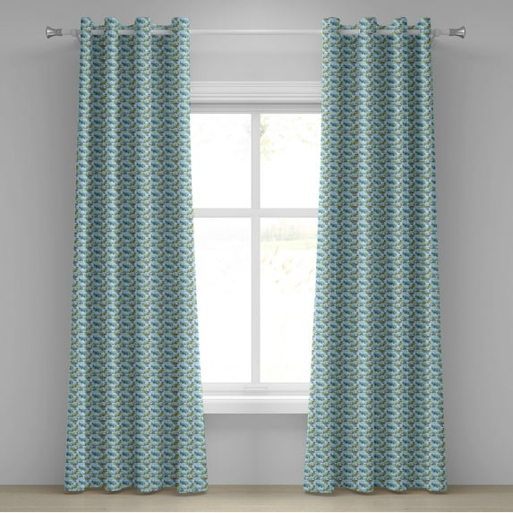 Ambesonne Plane Grommet Curtain, Planes and Helicopters, 50" x 108", Yellow and Blue