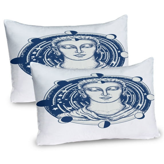 Ambesonne Planetary Pillow Sham 2 Pack, Occult Human, 30"x20", Pale Grey and Off White