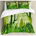 thumbnail image 1 of Ambesonne Plant Duvet Cover Set, Cartoon Rainforest, 2-Calking, Forest Green, 1 of 3