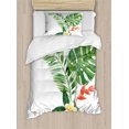 thumbnail image 1 of Ambesonne Plant Duvet Cover Sets, Blooming Tropical Fern, 2-Twin, Fern Green Marigold, 1 of 4