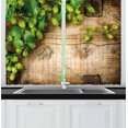 thumbnail image 1 of Ambesonne Plant Kitchen Curtains, Hop Twigs on Wood, 55"x39", Avocado Green Brown, 1 of 2