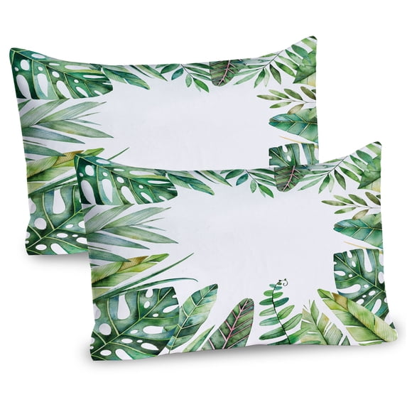 Ambesonne Plant Pillow Sham 2 Pack, Jungle Themed Picture, 26"x20", Fern Green