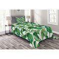 thumbnail image 1 of Ambesonne Plant Quilted Bedspread Set 2 Pcs, Equatorial Leaves, Twin Size, Green Jade Green, 1 of 3