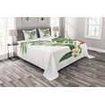 thumbnail image 1 of Ambesonne Plant Quilted Bedspread Set 3 Pcs, Blooming Tropical Fern, Queen Size, Fern Green Marigold, 1 of 3