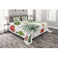 thumbnail image 1 of Ambesonne Plant Quilted Bedspread Set 3 Pcs, Heliconia Philodendron, Queen Size, Multicolor, 1 of 3