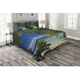 thumbnail image 1 of Ambesonne Plant Quilted Bedspread Set 3 Pcs, Maldives Palms Sky, King Size, Sky Blue Green, 1 of 3