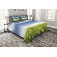 thumbnail image 1 of Ambesonne Plant Quilted Bedspread Set 3 Pcs, Paddy Rice Field, King Size, Sky Blue Apple Green, 1 of 3
