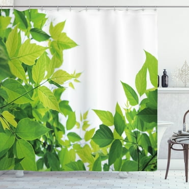 Ambesonne Plant Shower Curtain, Birth of Nature, 69"Wx70"L, Apple Green