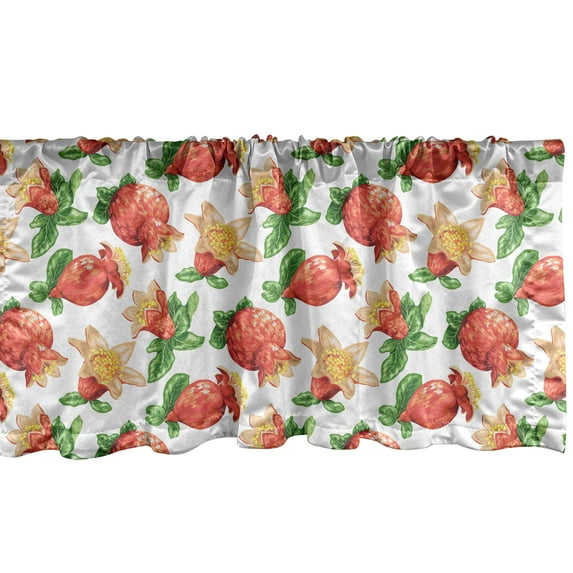 Ambesonne Plant Watercolor Window Valance, Pomegranate Fruit, 42" x 18", Coral Brown