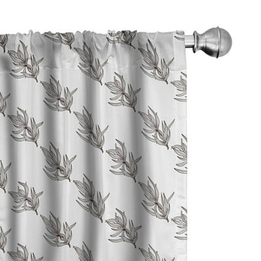 Ambesonne Plants 4-Panel Curtains, Stem Leaves and Tarragons, 56"x95", White and Pale Taupe