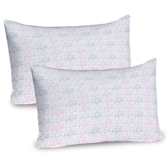Ambesonne Plants Pillow Sham 2 Pack, Beauty Spring Flowers Sketch, 26"x20", Magenta Dark Grey