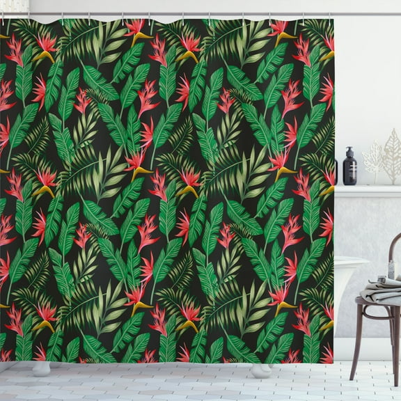 Ambesonne Plants Shower Curtain, Exotic Botanical Pattern, 69"Wx84"L, Multicolor