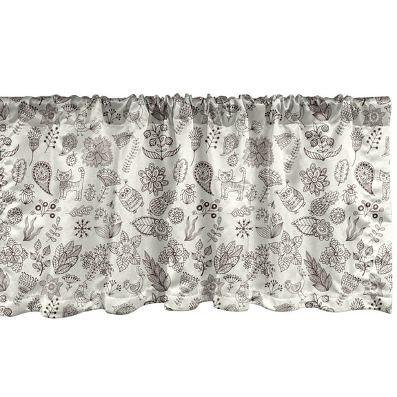 Ambesonne Playroom Window Valance, Natural, 54" X 18", Dark Brown White