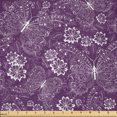 thumbnail image 1 of Ambesonne Plum Fabric by the Yard Microfiber, Vintage Style Flowers, 5 Yards, White Plum, 1 of 2