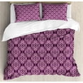 thumbnail image 1 of Ambesonne Plum Pink Duvet Cover Sets, Damask Floral Swirls, 2-King, Plum and Pale Pink, 1 of 3