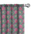 thumbnail image 1 of Ambesonne Plumeria Curtains, Hibiscus Exotic Summer, Pair of 28"x84", Pink Jade Green Purple, 1 of 4