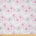 thumbnail image 1 of Ambesonne Plumeria Fabric by the Yard Microfiber, Hawaiian Petal Flowers, 3 Yards, Pink Taupe Grey and White, 1 of 2