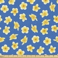 thumbnail image 1 of Ambesonne Plumeria Fabric by the Yard Upholstery, Hawaiian Concept Flowers, 1 Yard, Cobalt Blue Mustard, 1 of 5