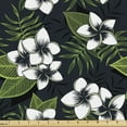 thumbnail image 1 of Ambesonne Plumeria Fabric by the Yard Upholstery, Hawaiian Jungle Leaf Flora, 3 Yards, Olive Green and Dark Blue, 1 of 5