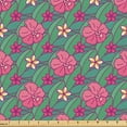 thumbnail image 1 of Ambesonne Plumeria Fabric by the Yard Upholstery, Hibiscus Exotic Summer, 5 Yards, Pink Jade Green Purple, 1 of 5