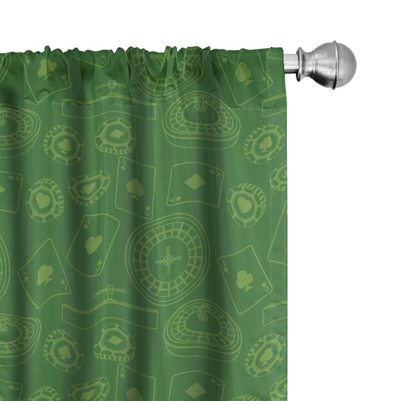 Ambesonne Poker Window Curtains, Casino Objects Pattern Image, Each 28" W x 95" L, Fern Green