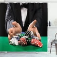 thumbnail image 1 of Ambesonne Poker Shower Curtain, Tuxedo Man with Gaming Chips, 69"Wx70"L, Multicolor, 1 of 4