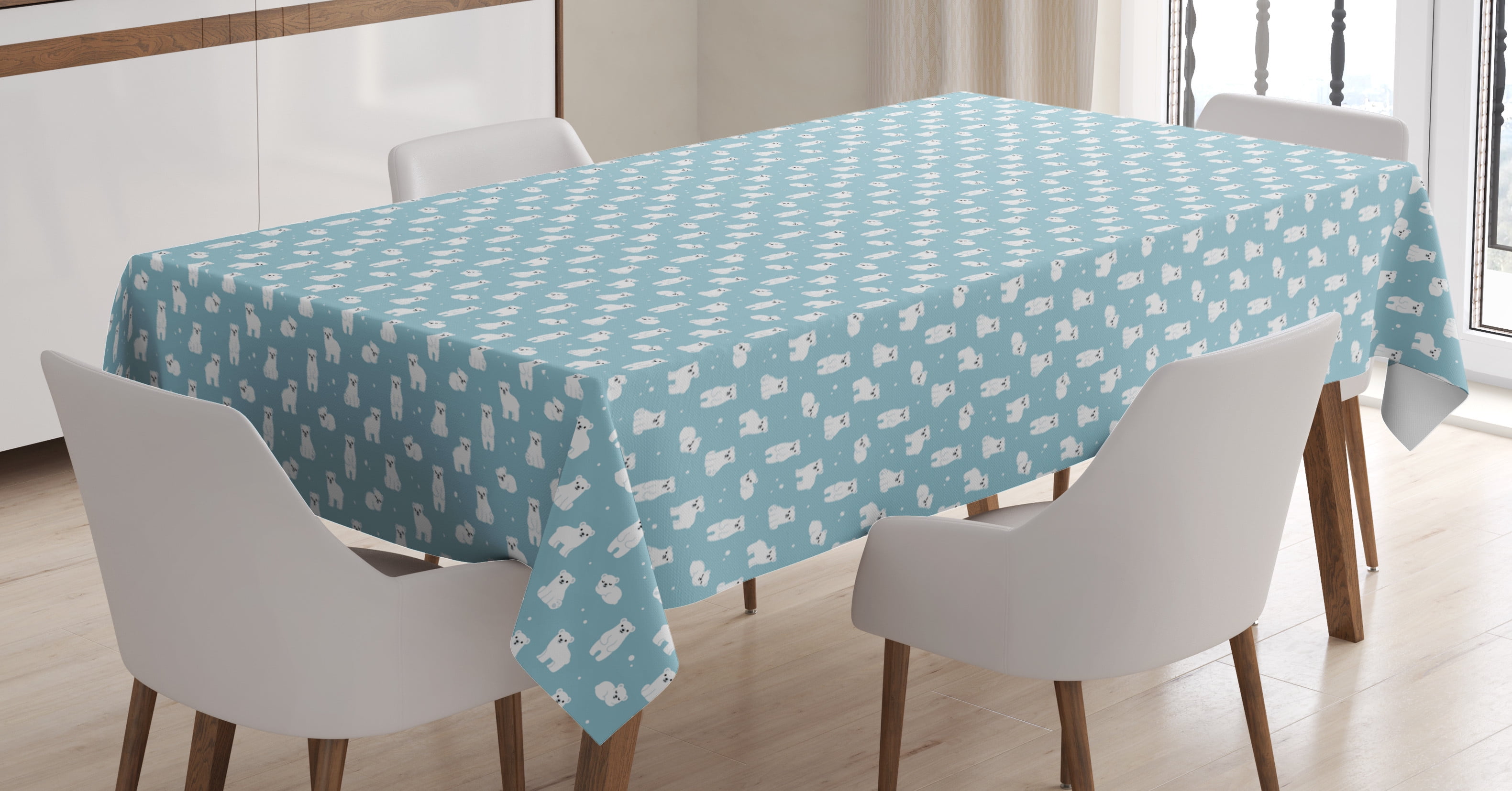 Ambesonne Polar Bear Tablecloth Rectangular Table Cover, Artic Animal ...