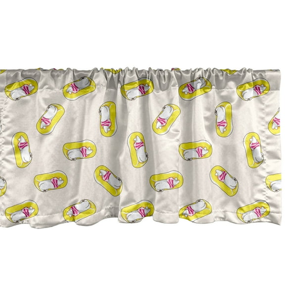 Ambesonne Polar Bear Window Valance, Relaxing on Seabeds, 54" X 18", Pale Peach Yellow