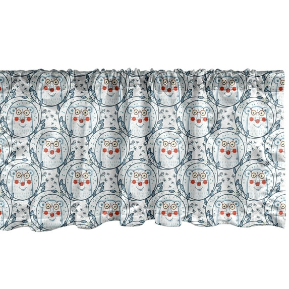 Ambesonne Polar Bear Window Valance, Xmas Animal Wreaths, 54" X 12", Multicolor