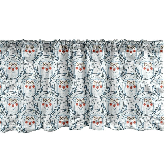 Ambesonne Polar Bear Window Valance, Xmas Animal Wreaths, 54" X 18", Multicolor