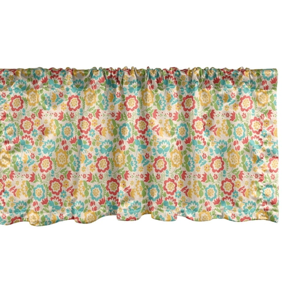 Ambesonne Polish Folk Art Window Valance, Slav Flora, 54" X 18", Multicolor