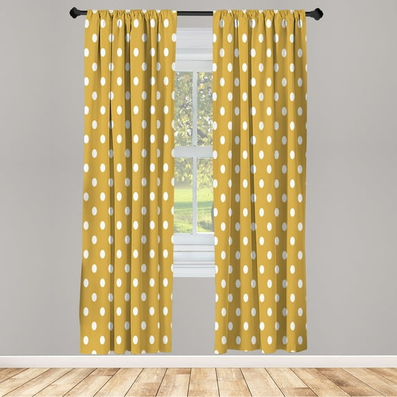 Ambesonne Polka Dot Curtains, Classic Old Round Forms, Pair of 28"x95", Pale Coffee
