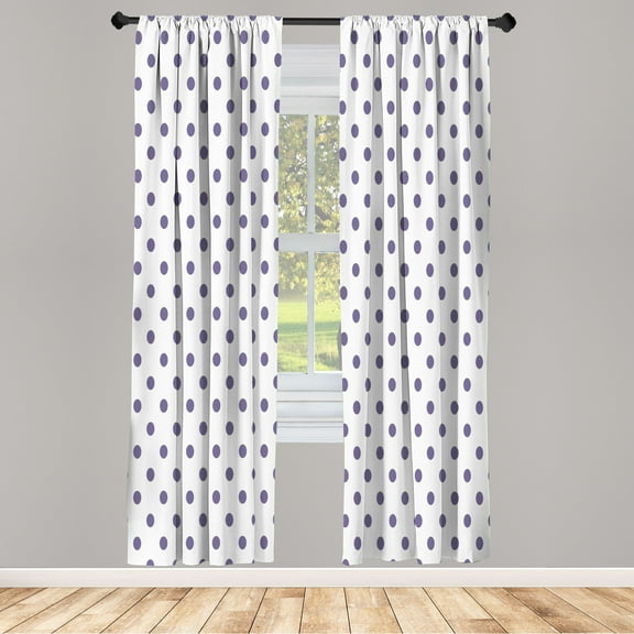 Ambesonne Polka Dot Curtains, Rounds Retro Design Art, Pair of 28"x63", Dark Indigo