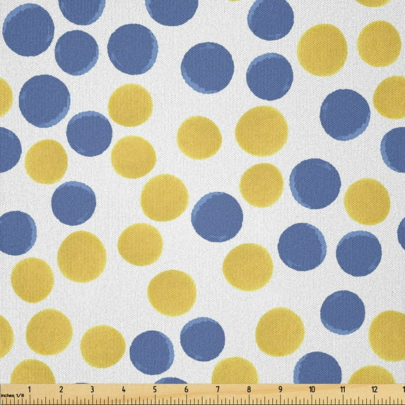 Ambesonne Polka Dot Fabric by the Yard Microfiber, Colorful Rounds Pattern, 10 Yards, Pale Orange Dark Violet