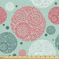 thumbnail image 1 of Ambesonne Polka Dot Fabric by the Yard Upholstery, Pastel Floral Circles, 3 Yards, Almond Green Coral and White, 1 of 5