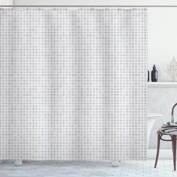 Ambesonne Polka Dot Shower Curtain, Neutral Art Circles Boho, 69"Wx84"L, Pale Purpleblue Grey