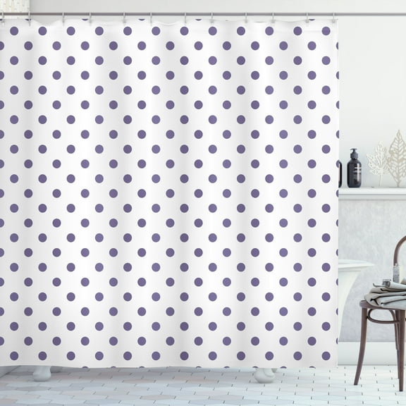 Ambesonne Polka Dot Shower Curtain, Rounds Retro Design Art, 69"Wx84"L, Dark Indigo
