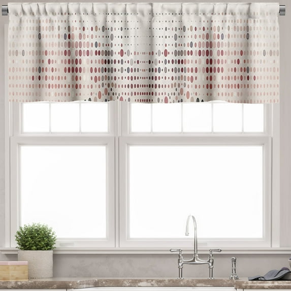 Ambesonne Polka Dot Valance Pack of 2, Surreal Spots Pastel Art, 54"X12", Pale Salmon Dried Rose
