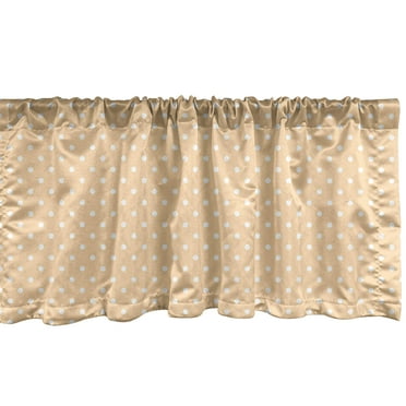 Ambesonne Polka Dot Window Valance, Vintage Pastel Print, 54" X 18", Champagne and White