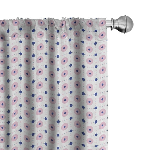 Ambesonne Polka Dots Window Curtains, Geometric Symmetry Art, Each 28" W x 95" L, Pale Pink Dark Violet