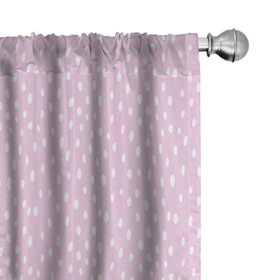Ambesonne Polka Dots Curtains, Abstract Circles Stains, Pair of 28"x63", Soft Pink and White