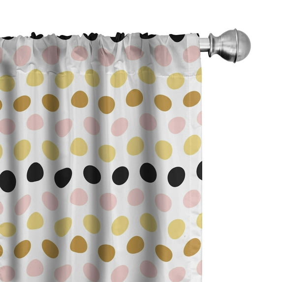 Ambesonne Polka Dots Curtains, Symmetrical Rounds Art, Pair of 28"x95", Coffee Multicolor